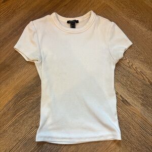 Forever 21 Cream Ribbed Knit Top
